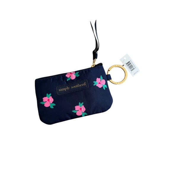 SIMPLY SOUTHERN Navy Pink Floral ID Card Keychain Wallet NEW NWT - Picture 2 of 5